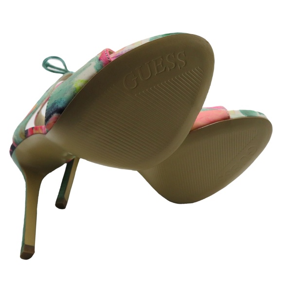 Guess ALEXES Floral Print Tie Heels Sandal 7 - Picture 8 of 8